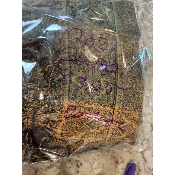 Multicolored Silk Cashmere Viscose Paisley Shawl Stole Wrap Scarf Fringe 28x80 - Picture 6 of 6